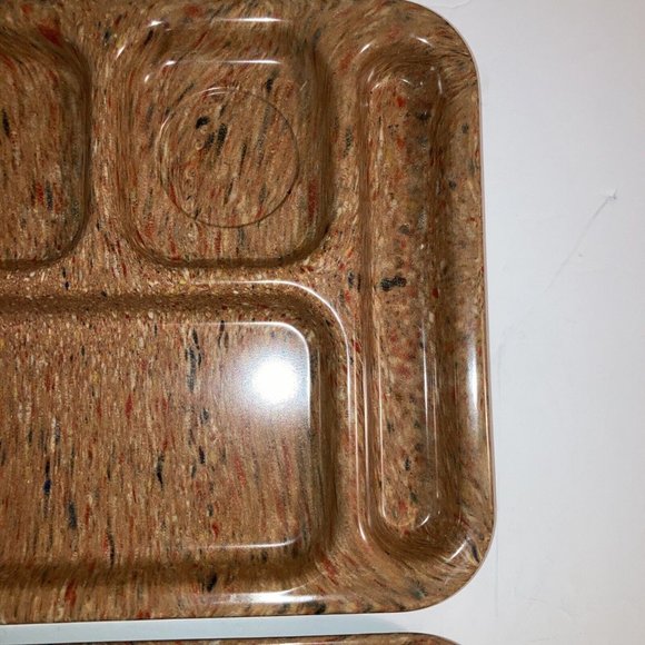 Vtg Set 2 Dallas Ware Melmac Melamine Confetti Divi Splatter Ware Trays Brown - Picture 5 of 8